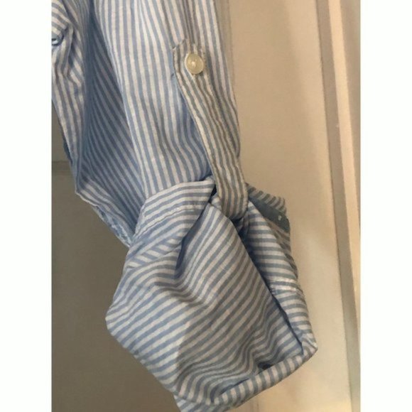 H & M Striped Baby Blue & White Dress Shirt Sz XL - Picture 1 of 5